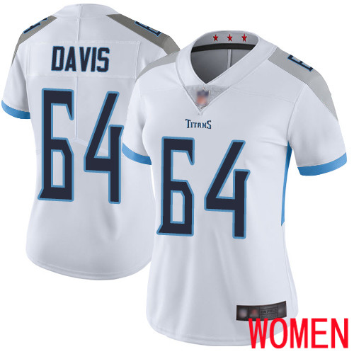 Tennessee Titans Limited White Women Nate Davis Road Jersey NFL Football #64 Vapor Untouchable